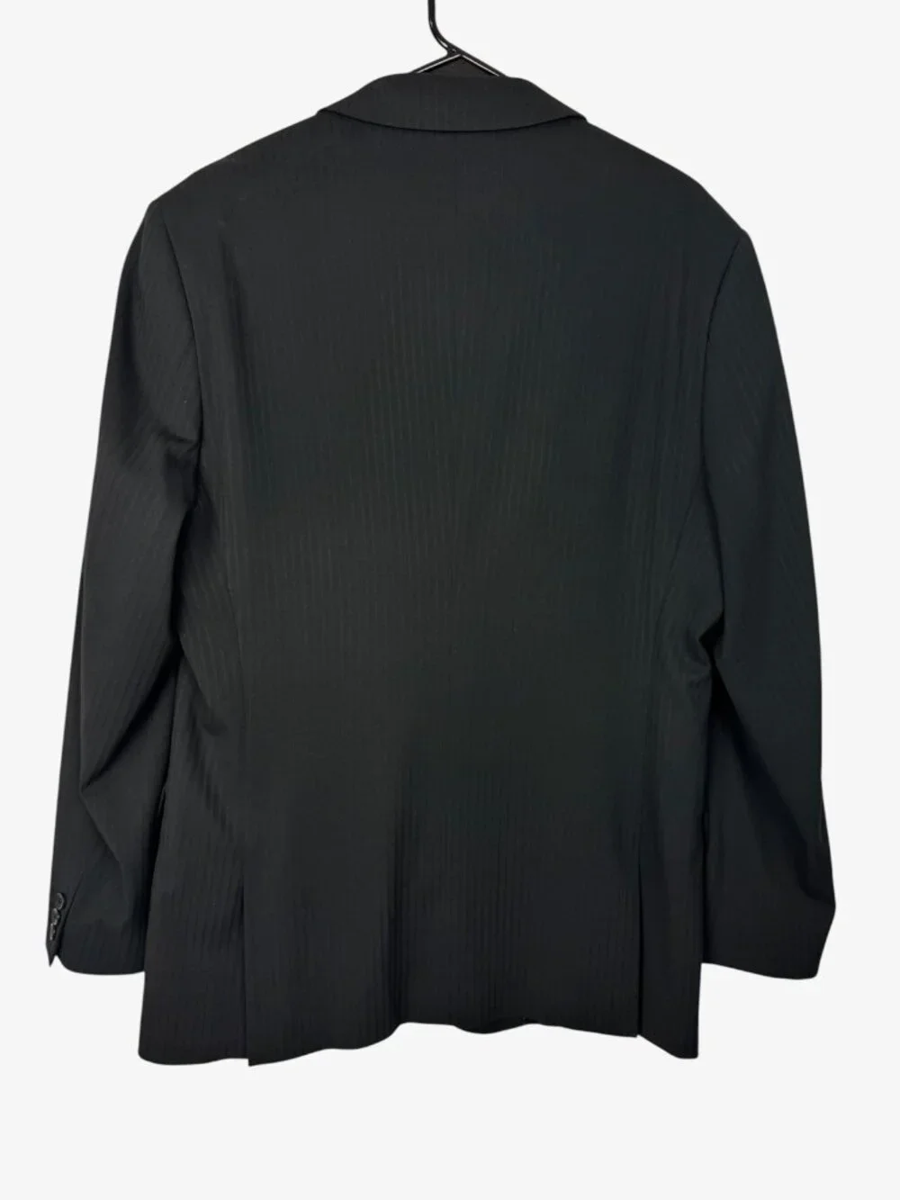 Claiborne Mens Modern Fit Suit 42L W34 L32 Black Pinstripe 2-Piece Set Polyester